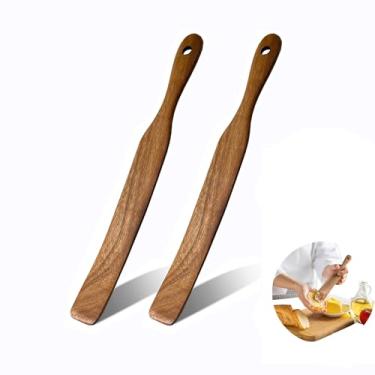 Imagem de Espátula de madeira fina para iniciantes de massa fermentada, assar e cozinhar, raspador de massa sem arranhões e ferramenta de mistura de frascos, bastão ergonômico para enlatar, espalhar e amassar