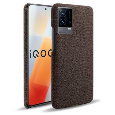 Imagem de Capa para vivo iQOO 8,Capa desenhada em lona,Case Protetora Ultrafina com Empunhadura Macia,Design em Tecido Antichoque e Antiarranhões-Brown