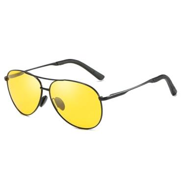 Imagem de VFDHN Óculos de sol polarizados masculinos e femininos com armação de metal UV400 para direção noturna e pesca (visão noturna preta)