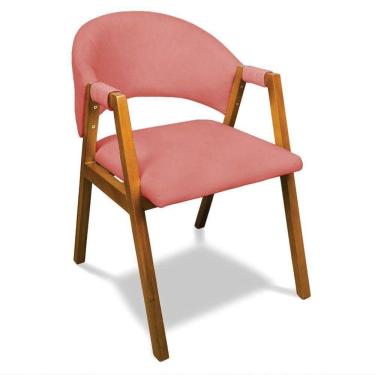 Imagem de Cadeira Sala De Jantar Em Madeira Yara Suede Rosê D03 - D`rossi