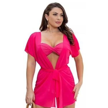 Imagem de Saída de praia Kimono curta - Lyfe Modas, Pink, Único