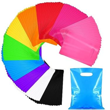 Imagem de Patelai 500 sacos de plástico pequenos para presente de 19 x 29 cm para festa de aniversário, pequenos sacos de plástico com alças para Páscoa, Natal, Dia dos Namorados, show de artesanato, casamento