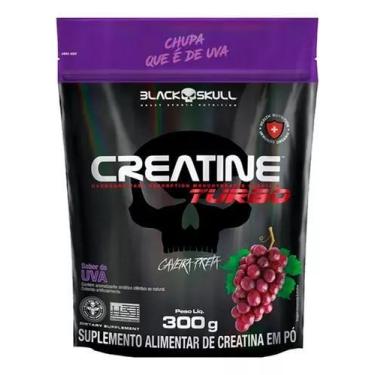 Imagem de Creatina Turbo 300g Refil Black Skull Embalagem Econômica Sabor Uva