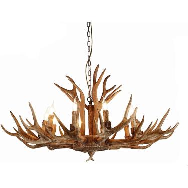 Imagem de Candeleiro, lustre de resina E14 de estilo vintage, luzes criativas de arconse de vidro, resina de iluminação de decoração de sala de estar antigo, 10light