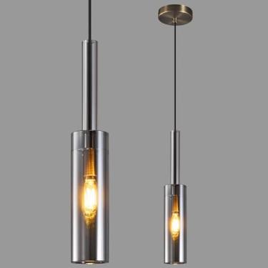 Imagem de LBSQJ Luminária Pendente De Cristal, Luminárias Modernas Para Cozinha, Mini Luminárias Pendentes, Iluminação Industrial Para Ilha De Cozinha, Sala De Jantar, Quarto, Entrada, Cinza Esfumaçado (1 Pa