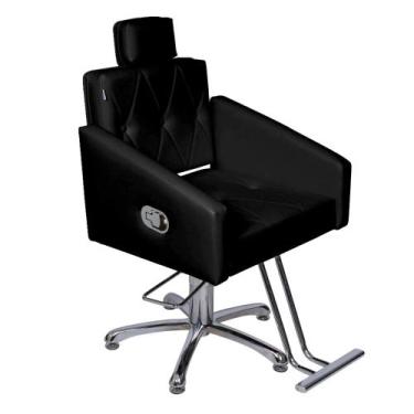 Imagem de Poltrona Cadeira Reclinável Hidráulica Diamante Estofado Preto - Movei