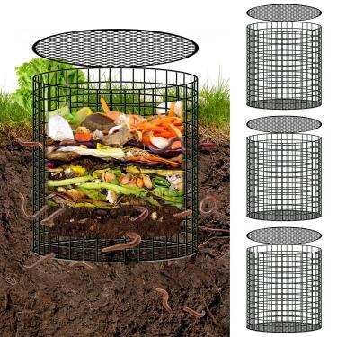Imagem de U0U Composteira De Minhoca Enterrada Com 3 Peças, Removível Para Fazenda, Reciclagem Resíduos Alimentares Cozinha (3, Preta)