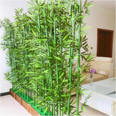 Imagem de Árvore de bambu artificial da tela divisória para decorações de sala de estar, plantas verdes de talento externo com base de madeira, 100 150 180 cm de altura separador de interiores, 1,8m/5