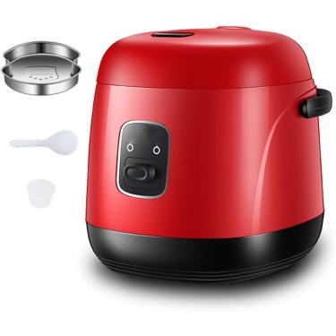 Imagem de 1.2l panela de arroz elétrico com cesta de vapor e enxágue, panela de mini arroz portátil, antiaderente, 15 minutos cozinhando rapidamente, re-aquecimento, mantenha-se aquecido para 2-4 pess