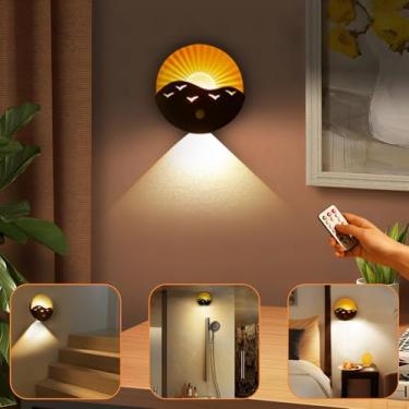Imagem de Haninula Luminárias De Parede Led Com Controle Remoto Recarregável, Luzes Noturnas Para Cima E Baixo, Sensor Movimento 2000 Mah, Ajuste Brilho, Magnéticas, Sem Fio, Sala/Noite/Escada/Corredor/Viagem