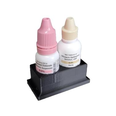 Imagem de Znet3D Organizador de garrafa de colírio, suporte com 2 compartimentos (preto)