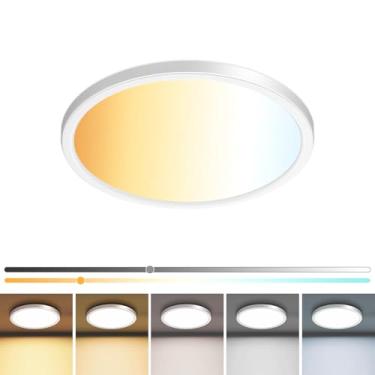 Imagem de zemty Luminária De Teto Led Branca 7", 3000K/3500K/4000K/5000K/6500K, Ajustável, Embutida, 1500Lm, 15W, Fina, Redonda, Para Cozinha, Banheiro E Quarto