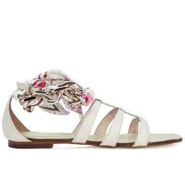 Imagem de Sandália Dumond Rasteira Couro Lenço Branco Off White-34