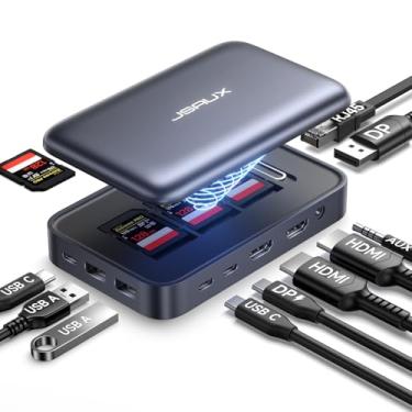 Imagem de JSAUX Estação De Encaixe Jsaux, Usb-C 12 Em 1, 3 Monitores Compatível com Macbook/Dell/Hp/Lenovo/Steam Deck, Laptop Com Resolução 4K, Hdmi*2, Pd 100 W, Usb 3.0, Ethernet 1000 Mbps, Sd/Tf