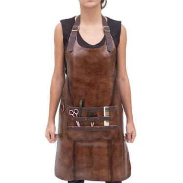 Imagem de Avental Barbeiro Cabelereiro em Couro Masc/Fem - Sparttan, Marrom Fem