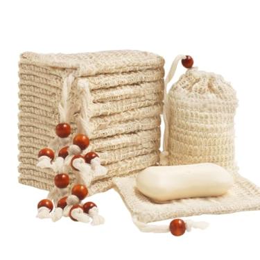 Imagem de Sopurrrdy 60 unidades de saco de sabonete de sisal natural para barra de sabonete, bolsa de sabão orgânico para espuma esfoliante e barra de sabão seco ao ar livre