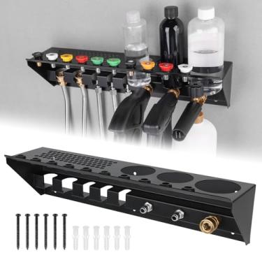 Imagem de SKYJDM Pistola de lavadora de pressão e suporte de canhão de espuma com conector rápido de 1/4 polegada, ponta de bocal montada na parede e organizador de varinha de extensão para peças e acessórios