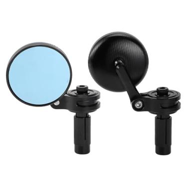 Imagem de REPAIROCK 1 conjunto de espelhos retrovisores de motocicleta, extremidade de barra, espelhos laterais, montagem universal ajustável, liga de alumínio, preto, formato redondo M6