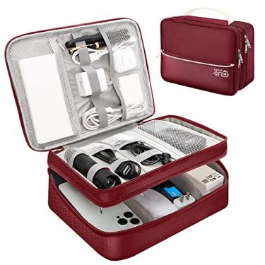 Imagem de SELLYFELLY Organizador De Viagem Para Eletrônicos, Bolsa Organizadora Cabos Camada Dupla, Acessórios À Prova D'Água Armazenamento Cabos, Carregadores, Telefones, Carregadores Portáteis, Discos Rígid