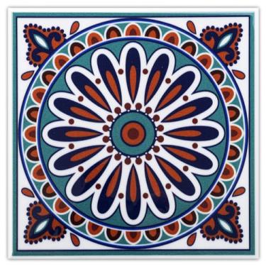 Imagem de DICOFUN 32 adesivos coloridos Talavera Mexican Tile Peel and Stick Backsplash, 15 cm x 15 cm à prova d'água em azulejos de parede (estilo 8)