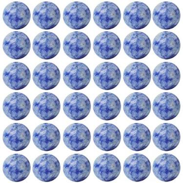 Imagem de Contas de pedra natural, 100 peças, 6 mm, azul, branca, sodalita redonda, pedra real, furo de pedra solta, 1 mm, berloque faça você mesmo, contas lisas para pulseira, colar, brincos, fabricação de