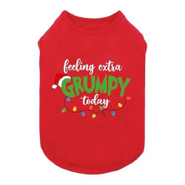 Imagem de Fitwarm Camiseta divertida Feeling Extra Grumpy Today, roupas de Natal para cães pequenos, meninos e meninas, regata para cães, roupa para animais de estimação, vermelha, branca, verde, PP