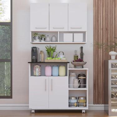 Imagem de Cozinha Compacta Armário Aéreo de Cozinha e Balcão para Microondas com