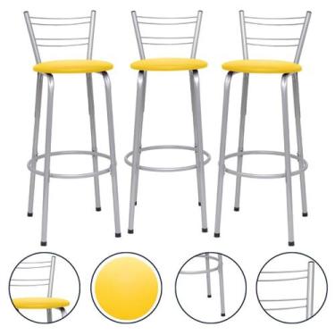 Imagem de Banquetas Cadeiras Bancos Alto 70cm 3 Unidades Premium Para Cozinha Ba
