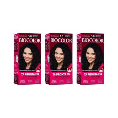 Imagem de Coloraçao Biocolor Creme 3.0 Castanho Escuro - Kit Com 3Un
