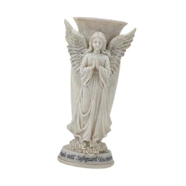 Imagem de IEUDNS Vaso de flores Angel Pray, presente memorial, lembrança, resistente para flores artificiais frescas, criativo com pontas, decoração de cemitério