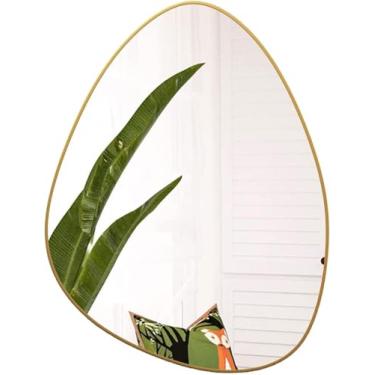 Imagem de Espelho Irregular Para Decoração De Sala Livig, Espelho Assimétrico Moder, Espelho De Banheiro Em Forma De Lágrima, Bordas Foscas Ed, Gold, 60x80cm/23.6x31.5in