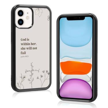 Imagem de Axulimin [God is Within Her She Will Not Fail Psalm] Bíblia cristã feminina preta capa de telefone para iPhone 11 (6,1 polegadas)