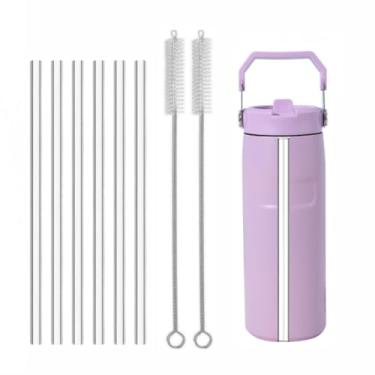 Imagem de Pacote com 6 canudos de plástico de substituição para Stanley IceFlow com 2 pincéis de canudo (IceFlow Flip Straw Water Bottle 473 g)