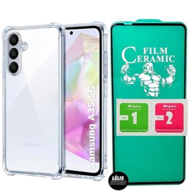 Imagem de Kit Capa Capinha para Samsung A35 Anti Impacto Premium Transparente + Película Cerâmica 9D (Capa + Película)