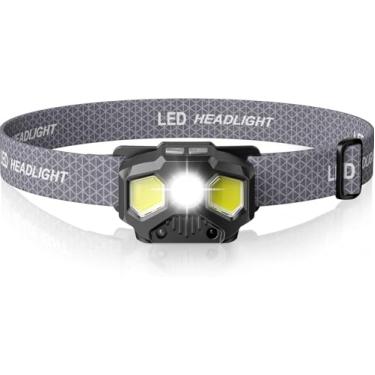 Imagem de Lanterna de cabeça recarregável com 14 modos vermelho/verde/branco, LED de 1400 lúmens, lâmpada de cabeça ultra brilhante, recarregável, sensor de movimento com função de memória, ideal para