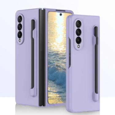 Imagem de HOULEE Capa para Samsung Galaxy Z Fold 3 com S Pen Dobrável à Prova de Choque Capa Protetora Completa Z Fold 3 Capa Fosca PC Carregamento Sem Fio com Suporte de Caneta para Galaxy Z Fold 3, Roxo