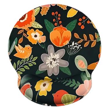 Imagem de Mouse pad de gel para computador, suporte de pulso para laptop, mouse pad com suporte de pulso, mouse pad de flores com descanso de pulso (flores de outono)