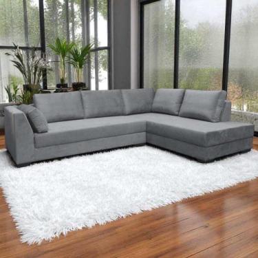 Imagem de Sofá de Canto 5 Lugares - VELUDO - SOFÁ DIRETO DA FÁBRICA, cinza