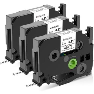 Imagem de MarkDomain Fitas de etiqueta compatíveis de substituição para Brother TZe-221 TZ-221 laminadas 9 mm x 8 m, preto sobre branco, trabalho com Ptouch PT H100 H110 D210 D400AD 1290, pacote com 3