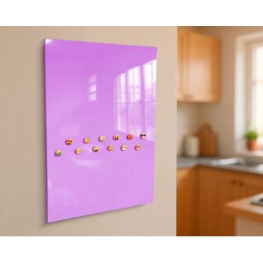 Imagem de Quadro Painel 45x70cm GRANDE Para Fotos, Recados, Notas - Mural Metálicos Para Imãs - Mural de Fotos 12 imãs + 1 Caneta (Lilás)