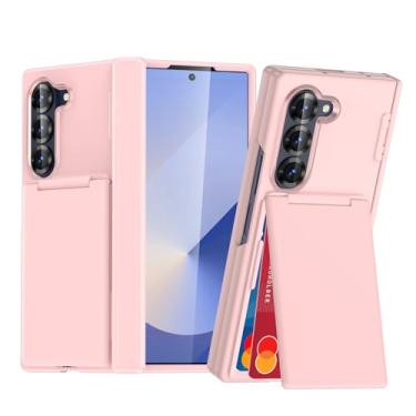 Imagem de HAOMRIYL Capa para Samsung Galaxy Z Fold 7, capa invisível com suporte para cartão dobradiça à prova de choque, capa rígida protetora para PC, rosa, dobra 7