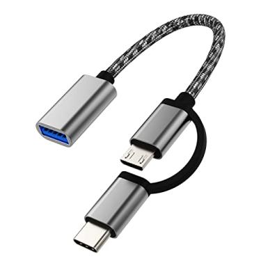 Imagem de Adaptador USB fêmea para micro USB + USB-C macho 3.0 OTG tipo cabo conversor de porta Android compatível com Samsung MacBook Pro Apple iPhone15 Pro Max Plus iPad Pro Air Mini Mouse câmera leitor de