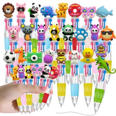 Imagem de AWEELON Canetas esferográficas multicoloridas para crianças, pacote com 24, cores 4 em 1, retráteis de 0,7 mm, design de animal de desenho animado
