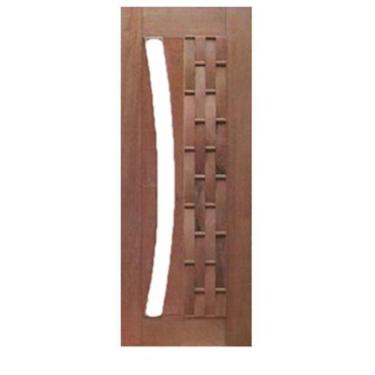 Imagem de Porta Entrada Maciça Pivotante Couro Longo para Vidro Arco - Madeira, 