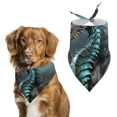 Imagem de Cachecol de poliéster com estampa de dragão legal para animais de estimação - Tamanho único (70 x 30 cm)