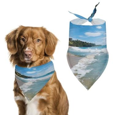 Imagem de Cachecol de poliéster com estampa de ondas de céu claro para animais de estimação - tamanho único (70 x 30 cm)