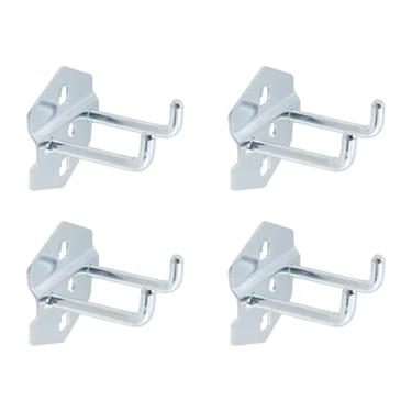 Imagem de Rannb Ganchos de Pegboard Ganchos de metal resistente de aço de 0,95 cm, adequado para quadros espaçados de 2,8 cm, ganchos de parede de braço duplo para organizar ferramentas em casa ou garagem, 5 cm