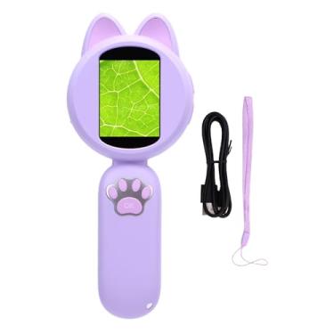Imagem de Asixxsix Microscópio Digital para Crianças, Lupa Digital Portátil de Tela Colorida de 2 Polegadas Com 8 Luzes LED e Jogos Intelectuais, Brinquedo de Ciência Educacional para Garotos (Roxo)