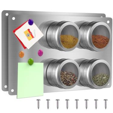 Imagem de Sanbege Pacote com 2 placas autoadesivas de aço inoxidável 430 para ímãs, quadro de avisos de metal de 23 x 16,5 cm com parafusos para parede, geladeira, armário de cozinha, escritório, escola