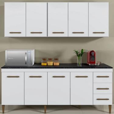Imagem de Cozinha Completa Atenas 9 Portas 3 Gavetas Kaiki Móveis - Branco